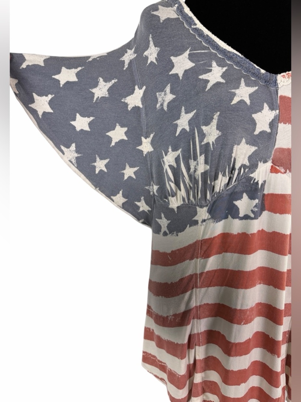 VENUS American Flag Boho Tunic Top Patriotic Summer Shirt Size M - Picture 10 of 11
